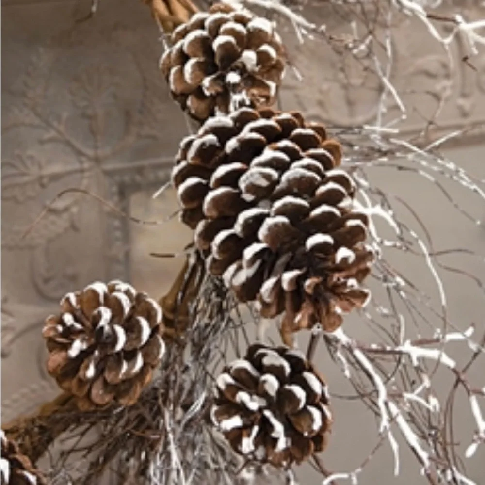 *Snow Fallen Twig & Pinecone Wreath, 24”